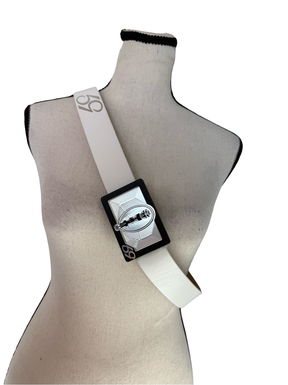 59 Belts White Genuine Leather Tribal Inspired Statement Belt Abstract Buckle